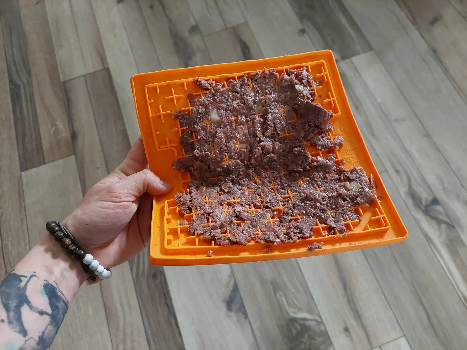 05.04.2022: Schleckmatte mit Futter darauf